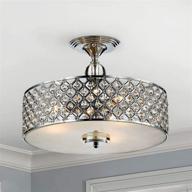 💎 saint mossi 3-lights modern crystal flush mount ceiling light fixture for dining room, living room, bedroom - h11" x d15.4 логотип