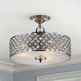 img 2 attached to 💎 Saint Mossi 3-Lights Modern Crystal Flush Mount Ceiling Light Fixture for Dining Room, Living Room, Bedroom - H11" x D15.4