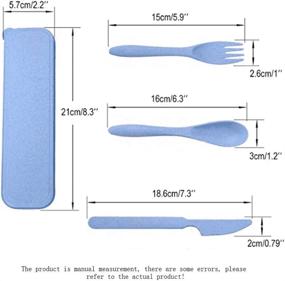 img 3 attached to 🍽️ Portable Travel Utensil Set with Case – 4 Sets of Wheat Straw Reusable Spoons, Knives, and Forks – Eco-Friendly, BPA-Free Tableware for Travel, Picnic, Camping, or Daily Use