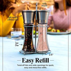 img 3 attached to 🧂 Premium Stainless Steel Salt and Pepper Grinder Set by Willow & Everett - Refillable Shakers for Fresh Seasonings