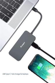 img 1 attached to 🔌 Amhyker USB C Adapter Hub: 10-in-1 Ultra Slim Aluminum Gigabit Ethernet, 4K HDMI, VGA, SD/TF Card Reader - MacBook Pro & More