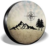 🏞️ top-quality 15 inch mountain compass camper nature spare tire cover: waterproof, uv sun protection - ideal for trailer, rv, suv, and more! logo