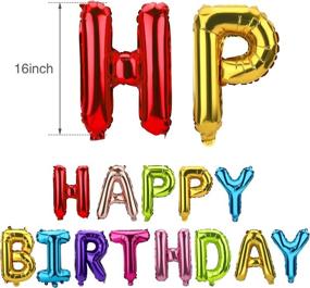 img 2 attached to Colorful Happy Birthday Balloons Banner: Premium 16 Inch Mylar Foil Letters for 🎈 Kids and Adults' Birthday Party Decorations and Supplies. Ultra-Durable, Eco-friendly & Reusable (3D Mixture Lettering)