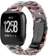 🌟 junboer fashion resin band with stainless steel buckle for fitbit versa/fitbit versa 2 / fitbit versa lite edition watch - light fitbit versa watch band, replacement wristband for women, girls, and men logo