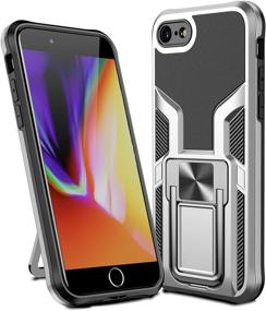 img 4 attached to 📱 ZCDAYE Case for iPhone 7 Plus/iPhone 8 Plus - Silver, Shockproof with Built-in Kickstand and Magnetic Car Mount, Vertical and Horizontal Design