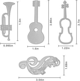 img 3 attached to 🎵 Musical Instruments Combination Cutting Dies - Metal Guitar, Violin, Trumpet, Music Note Die Cuts Embossing Stencils Template Mould for Card Scrapbooking and DIY Craft