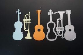 img 1 attached to 🎵 Musical Instruments Combination Cutting Dies - Metal Guitar, Violin, Trumpet, Music Note Die Cuts Embossing Stencils Template Mould for Card Scrapbooking and DIY Craft