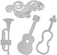 🎵 musical instruments combination cutting dies - metal guitar, violin, trumpet, music note die cuts embossing stencils template mould for card scrapbooking and diy craft logo