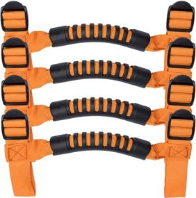 img 4 attached to 🔶 Набор из 4 рукояток для захвата оранжевого цвета на рулевой рейке для Jeep Wrangler YJ TJ JK JKU JL JLU Sports Sahara Freedom Rubicon X & Unlimited 1955-2021
