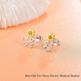 img 1 attached to Sterling Silver Nursing Themed Stud Earrings: Perfect Gift for Nurses! Stethoscope Earrings for RNs, Doctors & Medical Students - IOHUPCI Jewelry