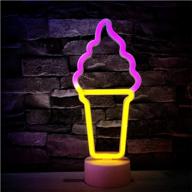 🍦 banshou ice cream neon signs: vibrant led neon light with base – perfect for children's gifts, kids room decor, home & party decoration, table centerpieces, office, and weddings логотип