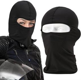 img 1 attached to 🎭 Balaclava Tactical Face Mask Hood Neck Gaiter 1 Pack (Black) - Upgrade Your Gear for Superior Performance!