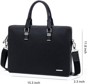 img 3 attached to 👜 BOSTANTEN Slim Leather Briefcase: Stylish Cross-body Laptop Business Bag for Women & Men - Black