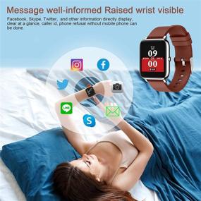 img 2 attached to 🕒 Versatile Brown Smart Watch: Fitness Tracker with Heart Rate Monitor, 1.3 Inch Touch Screen, and Step Counter for Women and Men