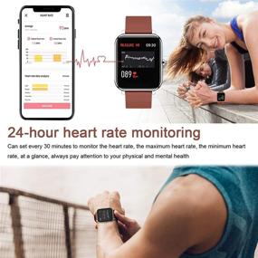 img 1 attached to 🕒 Versatile Brown Smart Watch: Fitness Tracker with Heart Rate Monitor, 1.3 Inch Touch Screen, and Step Counter for Women and Men