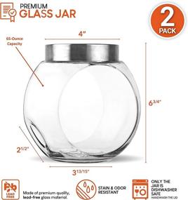 img 3 attached to 🍪 Set of 2 - Stock Your Home 65oz Glass Cookie Jars | Airtight Lid | Flat Bottom | Versatile Glass Canisters for Cookies, Candy, Dry Goods, Toiletries, Coins, Centerpieces