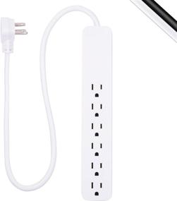 img 4 attached to ⚡ GE Pro 6-Outlet Surge Protector: 2 Ft Extension Cord, 620 Joules, Flat Plug - Wall Mountable; UL Listed - White (40532) ⚡ GE Pro 6-розеточный сетевой фильтр: 2 фута удлинительный кабель, 620 Джоулей, плоская вилка - подвешиваемый на стену; сертифицирован по стандарту UL - белый (40532)