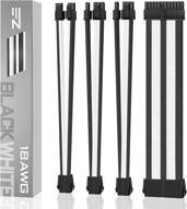 🔌 ezdiy-fab black and white psu extension cable sleeved custom mod pc power supply cable, soft nylon braided with comb kit - 30cm 300mm, 24pin/8pin to 6+2pin/ 8pin to 4+4pin logo