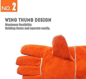 img 2 attached to 🧤 Durable QeeLink Welding Gloves - Ultimate Heat & Wear Resistance with Lined Leather and Fireproof Stitching - Ideal for Welders, Fireplace, BBQ, Gardening