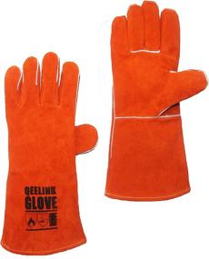 img 4 attached to 🧤 Durable QeeLink Welding Gloves - Ultimate Heat & Wear Resistance with Lined Leather and Fireproof Stitching - Ideal for Welders, Fireplace, BBQ, Gardening