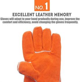 img 3 attached to 🧤 Durable QeeLink Welding Gloves - Ultimate Heat & Wear Resistance with Lined Leather and Fireproof Stitching - Ideal for Welders, Fireplace, BBQ, Gardening