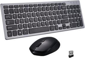 img 1 attached to Full Size Wireless Keyboard and Mouse Combo, 2.4GHz Silent USB Wireless Keyboard Mouse Set for Windows, Computer, PC, Notebook, Laptop - IRONGRAY