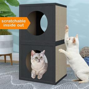 img 1 attached to 🐱 Enhanced Durability Cat Scratcher Lounge Cube - Way Basics Premium Scratch and Play Furniture with zBoard, in Various Colors