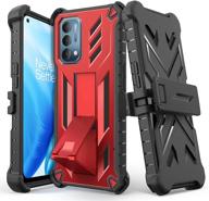 enhanced protection swivel belt clip phone case cover for venoro oneplus nord n200 5g - shockproof full body heavy duty shell (red) logo