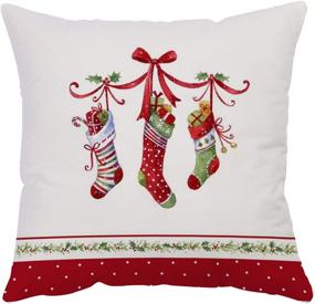 img 1 attached to YeeJu Set of 4 Merry Christmas 🎅 Velvet Pillow Covers – Festive Winter Holiday Xmas Decor