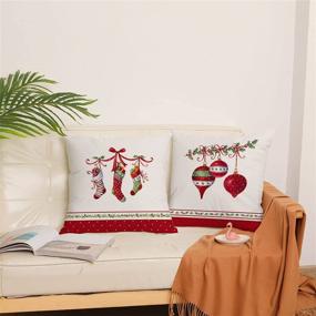 img 2 attached to YeeJu Set of 4 Merry Christmas 🎅 Velvet Pillow Covers – Festive Winter Holiday Xmas Decor