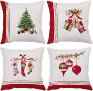 yeeju set of 4 merry christmas 🎅 velvet pillow covers – festive winter holiday xmas decor логотип