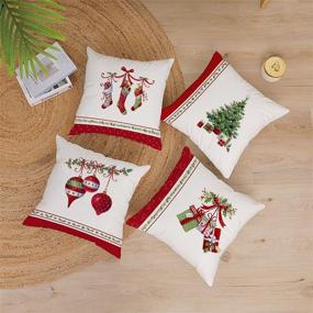 img 3 attached to YeeJu Set of 4 Merry Christmas 🎅 Velvet Pillow Covers – Festive Winter Holiday Xmas Decor