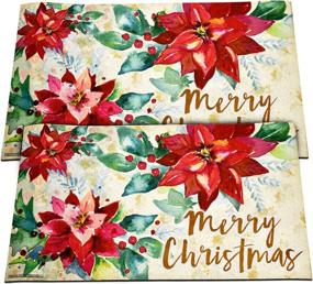 img 4 attached to 🎁 Gift Boutique 2 Christmas Doormat: Decorative Indoor Outdoor Holiday Rubber Non Slip Front Mat with Poinsettia Designs - Ideal for Entry, Patio, Garage and High Traffic Areas (17.7" x 29.9")