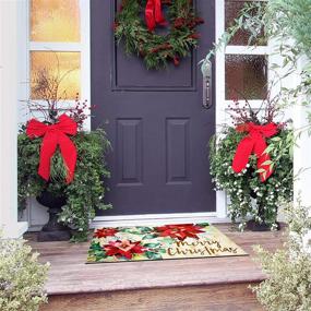 img 2 attached to 🎁 Gift Boutique 2 Christmas Doormat: Decorative Indoor Outdoor Holiday Rubber Non Slip Front Mat with Poinsettia Designs - Ideal for Entry, Patio, Garage and High Traffic Areas (17.7" x 29.9")