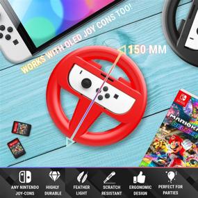 img 2 attached to Orzly Nintendo Switch & OLED Console Steering Wheel, 4-Pack, Mario Kart 8 Deluxe Joy-Con Controller Attachments for Nintendo Switch, Mariokart Switch Steering Wheel Set (2 Black, 1 Wheel, 1 Red)