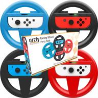 orzly nintendo switch & oled console steering wheel, 4-pack, mario kart 8 deluxe joy-con controller attachments for nintendo switch, mariokart switch steering wheel set (2 black, 1 wheel, 1 red) логотип
