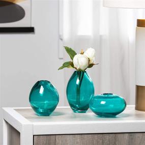 img 2 attached to 💎 Torre & Tagus 901431: Mini Lustre Vases Assorted, Turquoise - Set of Three