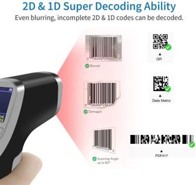 img 2 attached to 📱 Symcode 2D Bluetooth Wireless Barcode Scanner with Screen Setup via Button - Portable Handheld Multifunctional Barcode Reader