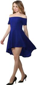 img 2 attached to Seamido Women's Off The Shoulder High Low Party Cocktail Skater Dress: Stylish Elegance for Any Occasion