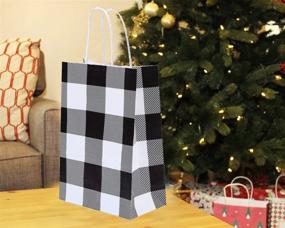 img 1 attached to 🎁 Soplus 12-Piece Buffalo Plaid Paper Party Bags: Christmas/Birthday Kraft Bags with Handle for Christmas, Parties, and Weddings in Black and White