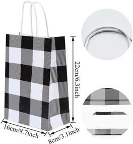 img 3 attached to 🎁 Soplus 12-Piece Buffalo Plaid Paper Party Bags: Christmas/Birthday Kraft Bags with Handle for Christmas, Parties, and Weddings in Black and White