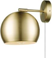 🌍 globe electric novogratz x globe willow 1-light wall sconce in matte brass: plug-in/hardwire, white fabric cord & in-line rocker switch логотип