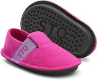 stq kids unisex-child fuzzy slippers: cozy slip-on house shoes for toddlers and little kids logo