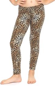 img 4 attached to Stretch Comfort Cheetah Leggings - Stylish Medium Girls' Clothing in Leggings