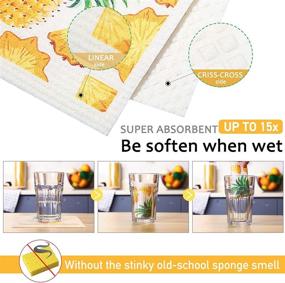 img 3 attached to 🍍 Premium Reusable Pineapple Dishcloths: 6-Piece Swedish Kitchen Cloths for Quick-Drying, Odor-Free Cleaning - Strong Absorption, Long-Lasting, Eco-Friendly