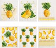 🍍 premium reusable pineapple dishcloths: 6-piece swedish kitchen cloths for quick-drying, odor-free cleaning - strong absorption, long-lasting, eco-friendly logo