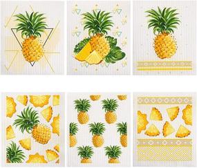img 4 attached to 🍍 Premium Reusable Pineapple Dishcloths: 6-Piece Swedish Kitchen Cloths for Quick-Drying, Odor-Free Cleaning - Strong Absorption, Long-Lasting, Eco-Friendly