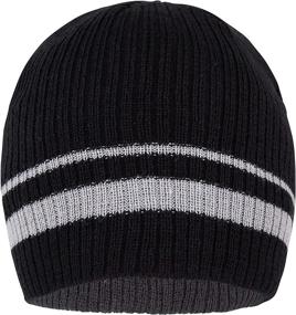 img 2 attached to Stripe Ribbed Scarf Glove Black Boys' Accessories : Cold Weather