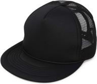 stylish dalix flat billed trucker hat with adjustable snapback - mesh back for s, m, l sizes - solid two-toned cap logo