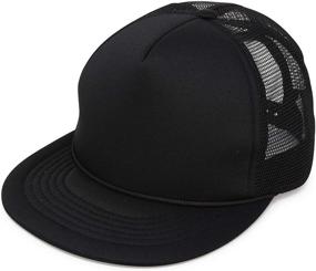 img 4 attached to Stylish DALIX Flat Billed Trucker Hat with Adjustable Snapback - Mesh Back for S, M, L Sizes - Solid Two-Toned Cap